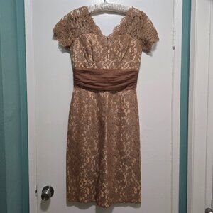 Lace Vintage Dress by Norman Original. 60s. Joan Holloway. Coffee/cream. Sz S